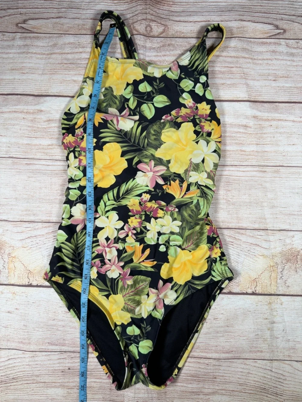 Hurley Black Floral One-Piece Swimsuit with Yellow,‎ Green & Pink